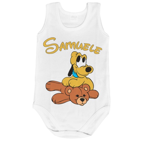 Body neonato personalizzato con nome pluto con orsetto Cartoon