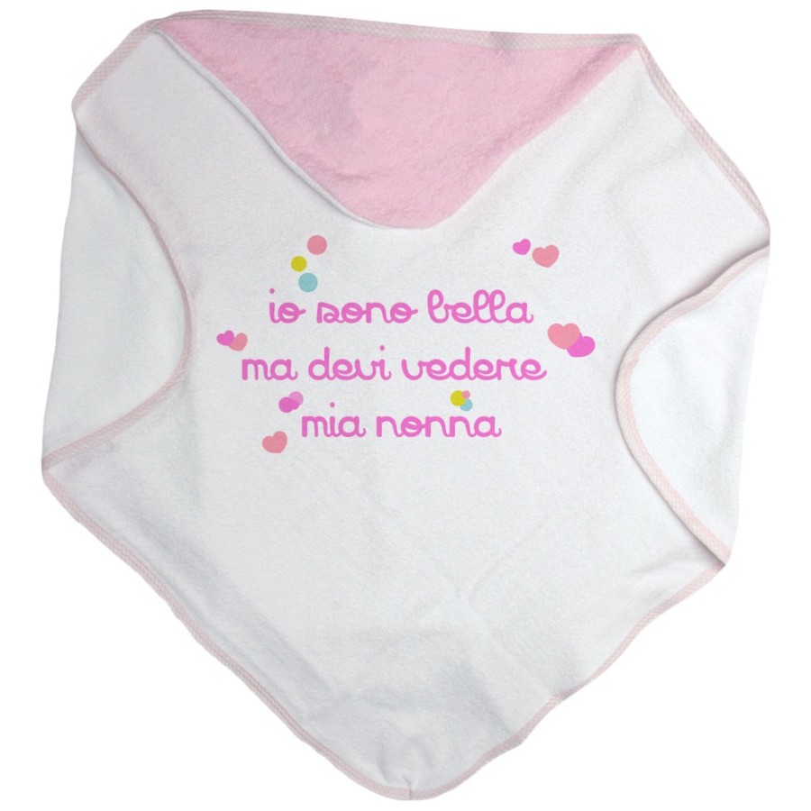 Accappatoio neonato personalizzabile con nome io sono bella ma devi vedere mio nonno i miei nonni Per i nonni