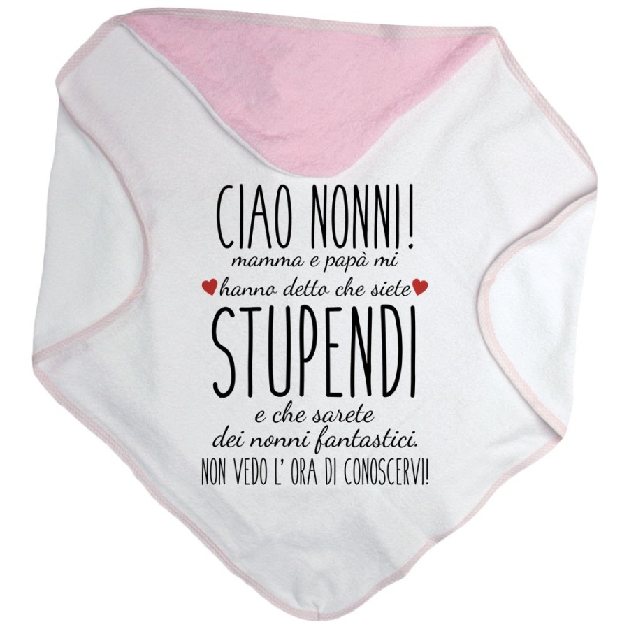 Accappatoio nonni mamma papà mi hanno detto che siete stupendi non vedo l'ora di conoscervi Per i nonni