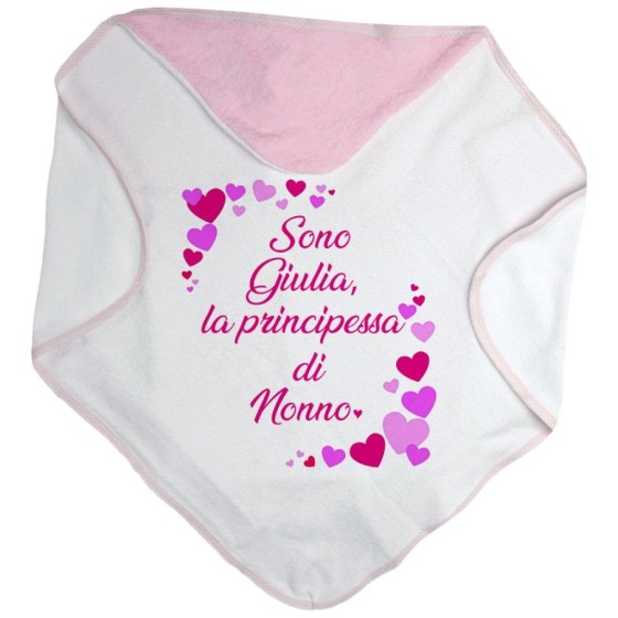 Accappatoio neonato personalizzato con nome e tanti cuori sono la principessa di nonno dei nonni Per i nonni