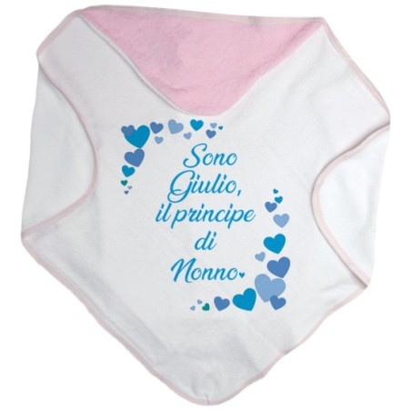 Accappatoio neonato personalizzato con nome e tanti cuori sono la principessa di nonno dei nonni Per i nonni