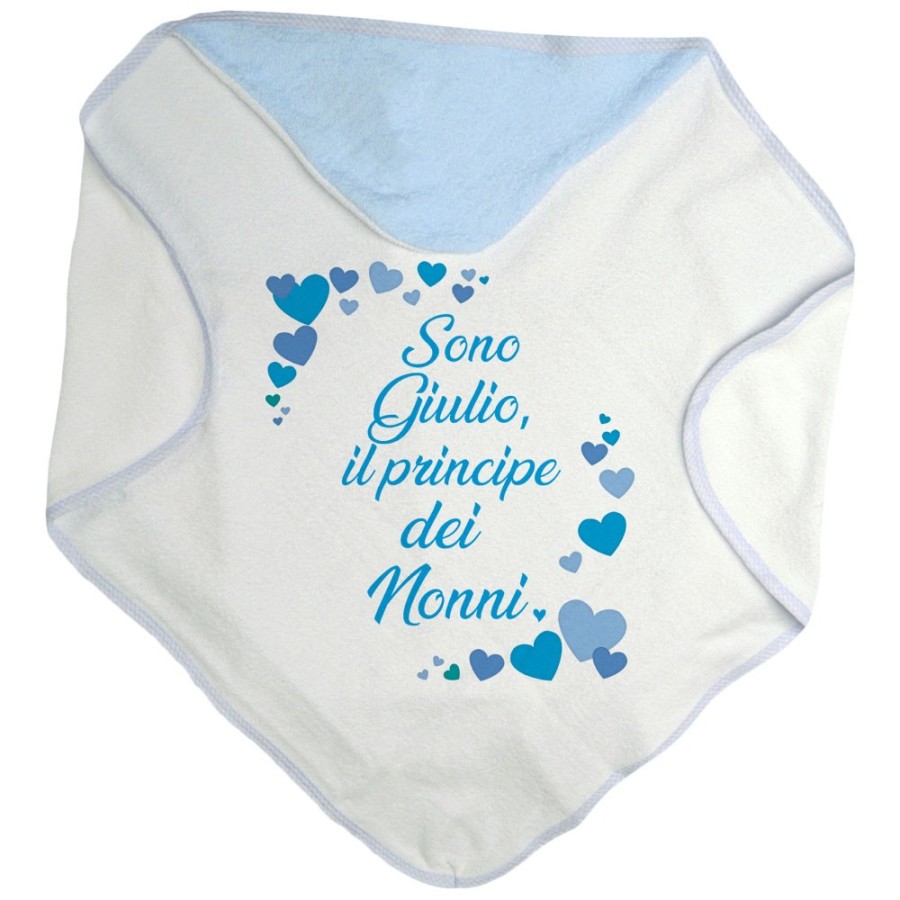 Accappatoio neonato personalizzato con nome e tanti cuori sono la principessa di nonno dei nonni Per i nonni