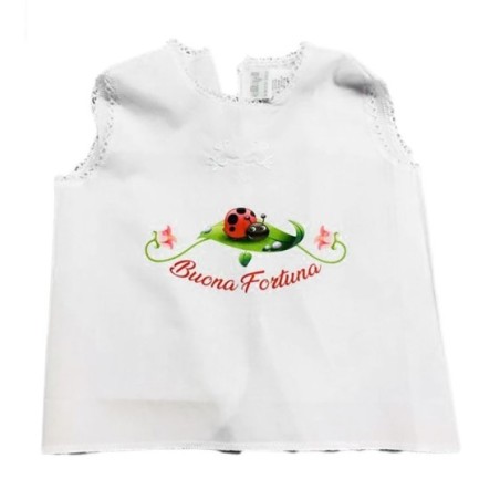 Camicina battesimo neonato buona fortuna con coccinella
