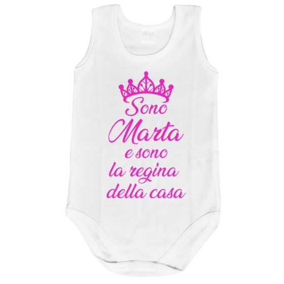 Body neonato personalizzato con nome sono il re la regina della casa Divertenti