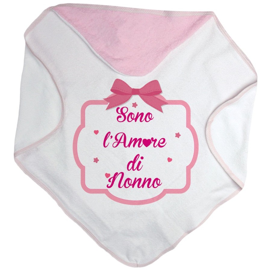 Accappatoio neonato personalizzabile con nome sono l'amore di nonno dei nonni con fiocco Per i nonni