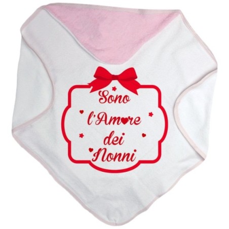 Accappatoio neonato personalizzabile con nome sono l'amore di nonno dei nonni con fiocco Per i nonni
