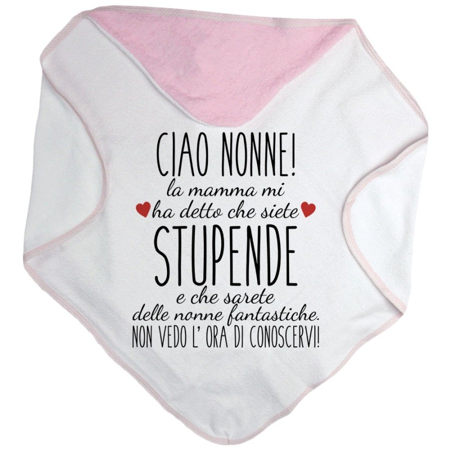 Accappatoio neonato ciao nonni mamma mi ha detto che siete stupendi non vedo l'ora di conoscervi Per i nonni