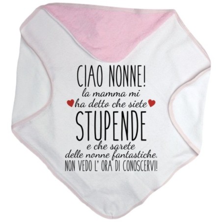 Accappatoio neonato ciao nonni mamma mi ha detto che siete stupendi non vedo l'ora di conoscervi Per i nonni