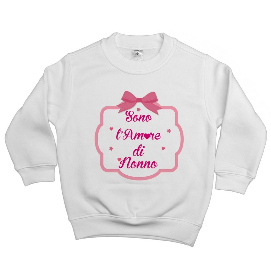 Felpa bambina personalizzabile con nome sono l'amore di nonno dei nonni con fiocco Per i nonni