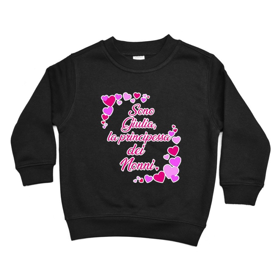 Felpa bambino personalizzata con nome e tanti cuori sono la principessa di nonno dei nonni Per i nonni