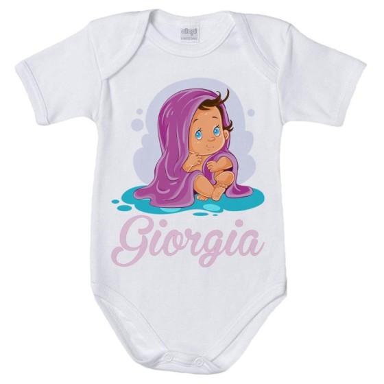 Body neonata personalizzato con nome bimba con asciugamano Divertenti