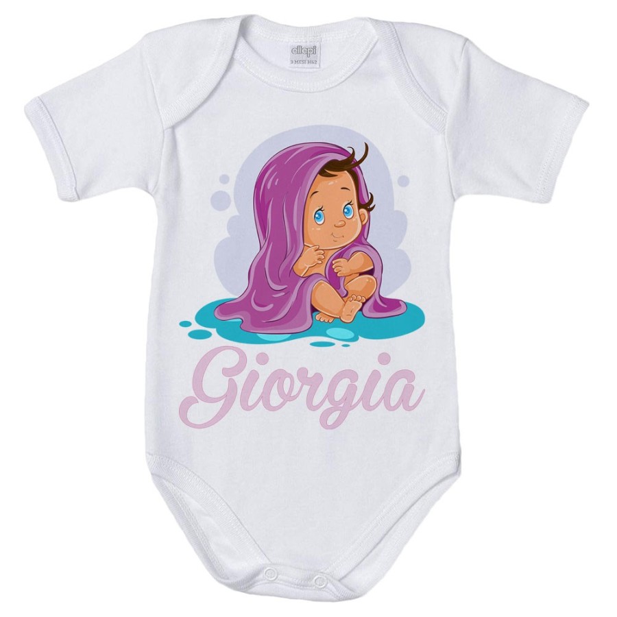 Body neonata personalizzato con nome bimba con asciugamano Divertenti
