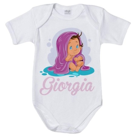 Body neonata personalizzato con nome bimba con asciugamano