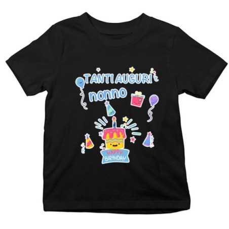 T-shirt bambino personalizzabile con nome tanti auguri nonno nonna con palloncini Per i nonni