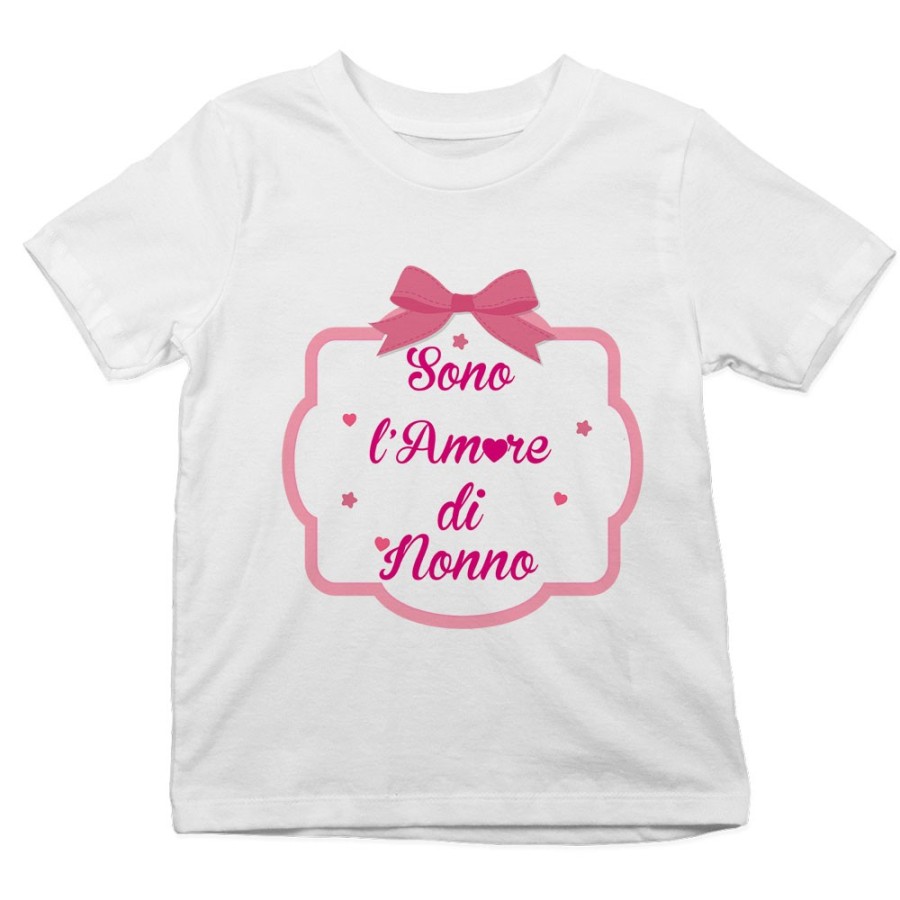T-shirt bambino personalizzabile con nome sono l'amore di nonno dei nonni con fiocco Per i nonni