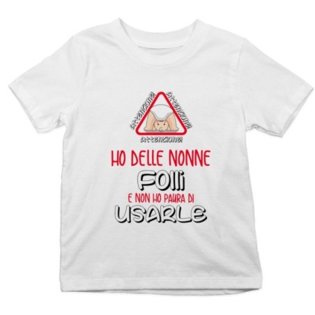T-shirt bambino personalizzabile attenzione ho un nonno...