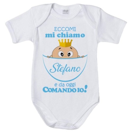 Body neonato personalizzato con nome eccomi da oggi...