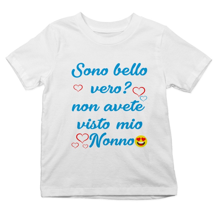 T-shirt bambino personalizzabile con nome sono bello vero? non avete visto mio nonno i miei nonni Per i nonni