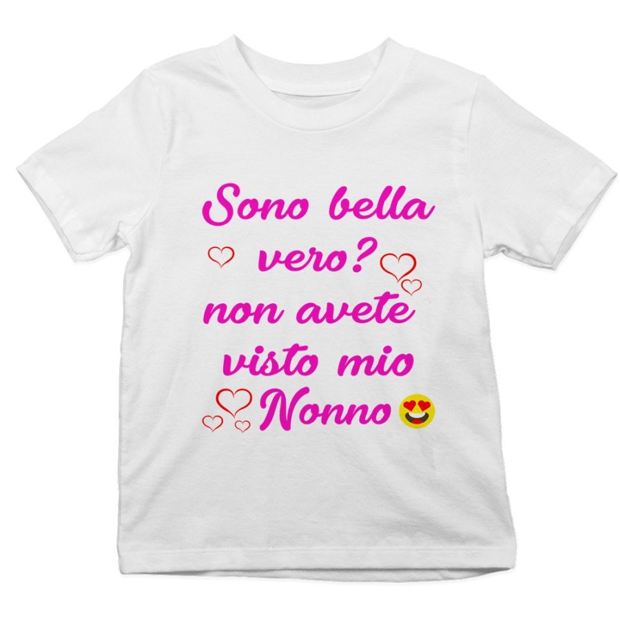 T-shirt bambino personalizzabile con nome sono bello vero? non avete visto mio nonno i miei nonni Per i nonni