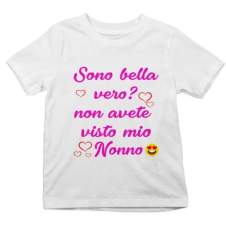 T-shirt bambino personalizzabile con nome sono bello vero? non avete visto mio nonno i miei nonni Per i nonni