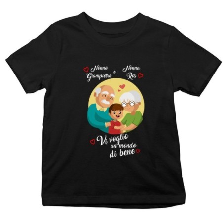 T-shirt bambino personalizzata con nomi dei nonni vi...
