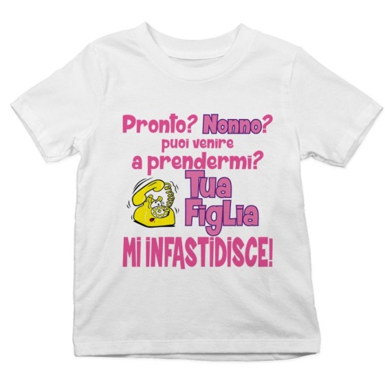 T-shirt bambino pronto nonno nonna? puoi venire a prendermi? tua figlia mi infastidisce Per i nonni