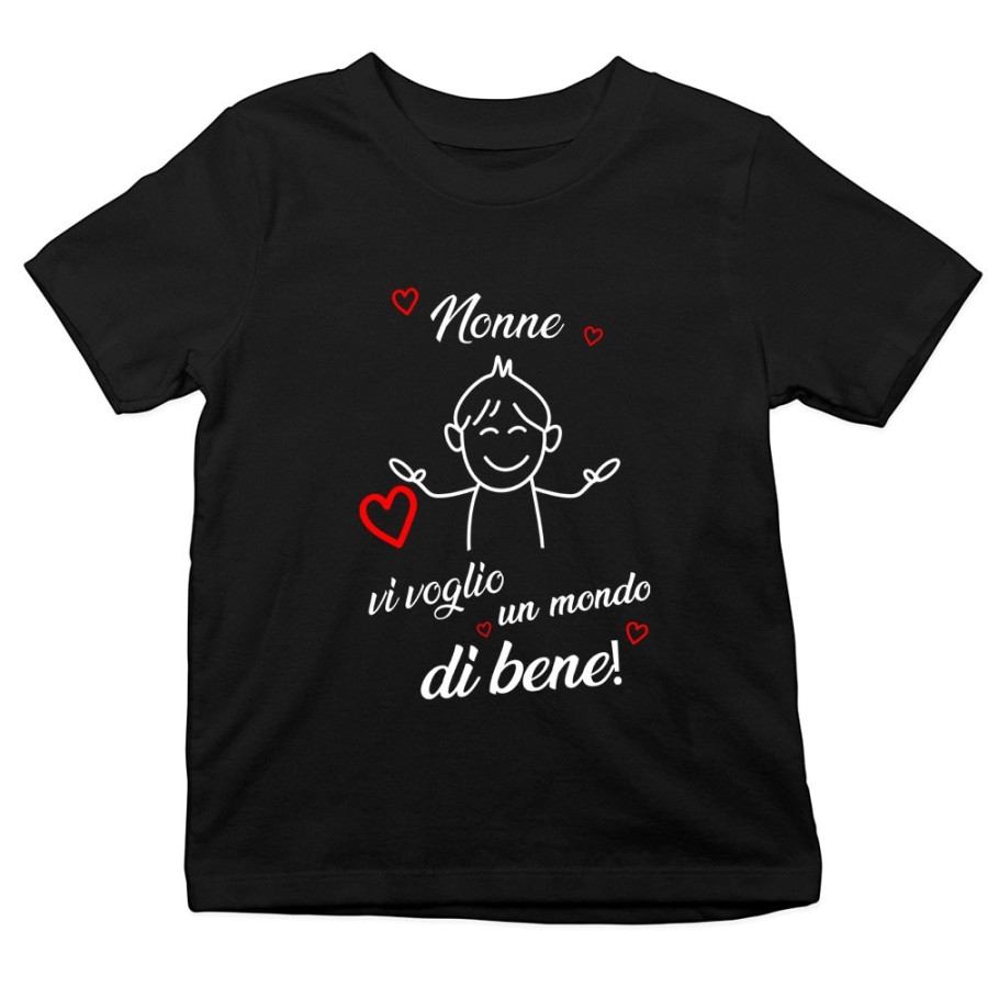 T-shirt bambino nonno nonni ti voglio vi voglio un mondo di bene Per i nonni