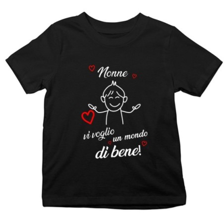T-shirt bambino nonno nonni ti voglio vi voglio un mondo di bene Per i nonni