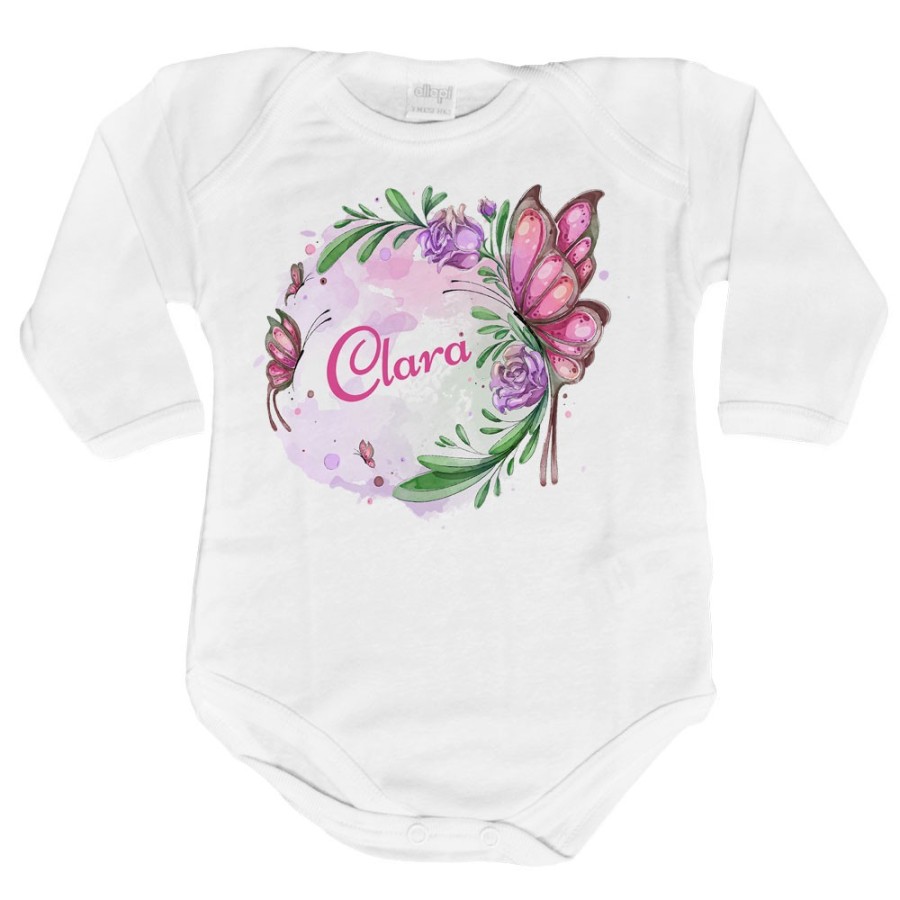 Body neonata personalizzato con nome farfalla watercolor Divertenti