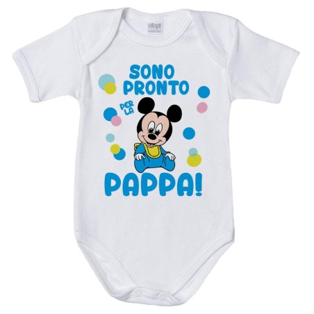 Body neonato sono pronto per la pappa baby topolino Cartoon