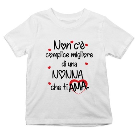 T-shirt bambino non c'è complice migliore di un nonno di una nonna che ti ama Per i nonni