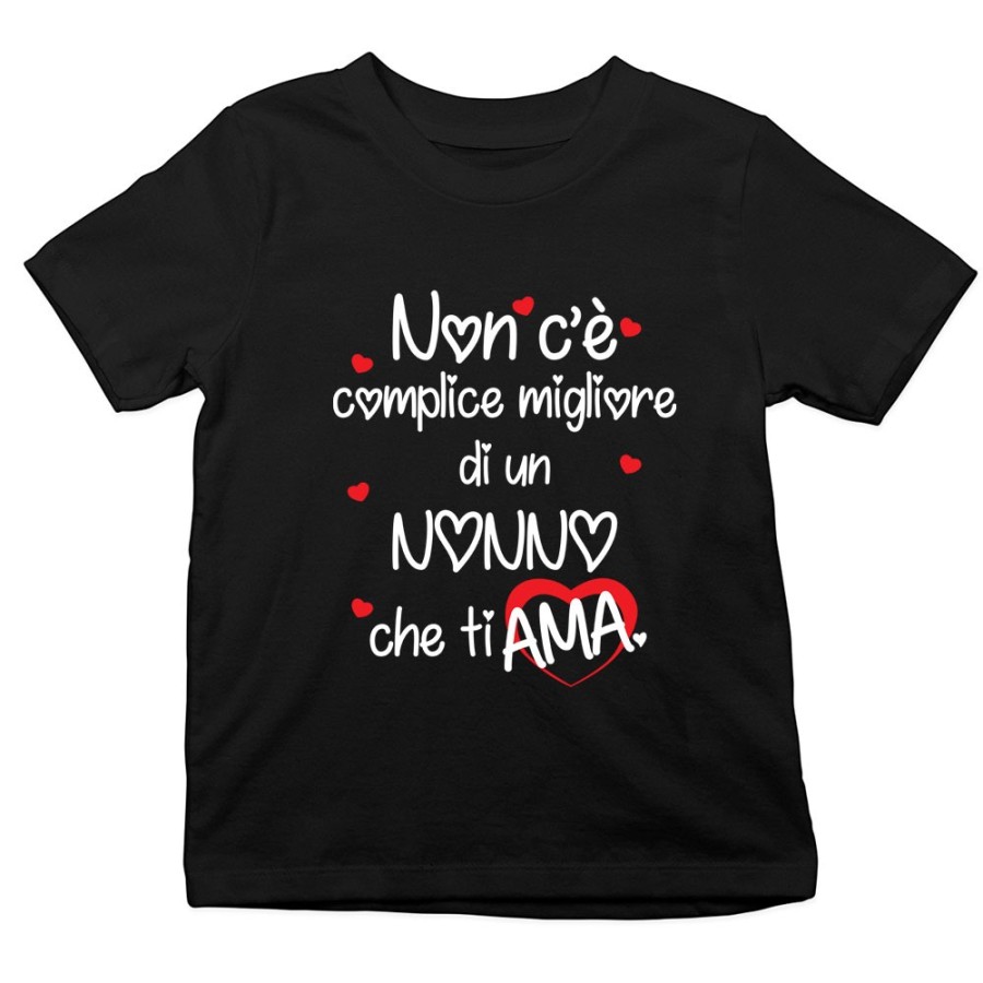 T-shirt bambino non c'è complice migliore di un nonno di una nonna che ti ama Per i nonni