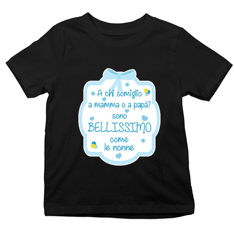 T-shirt bambino personalizzabile a chi somiglio a mamma o papà? sono bellissimo nonno Per i nonni