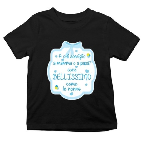 T-shirt bambino personalizzabile a chi somiglio a mamma o papà? sono bellissimo nonno Per i nonni