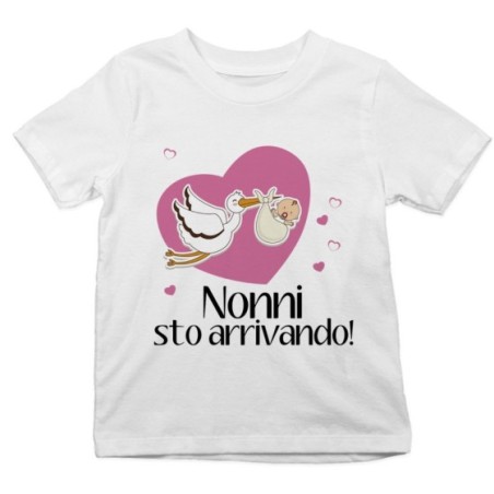 T-shirt bambino nonno nonni sto arrivando con cicogna e...