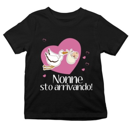 T-shirt bambino nonno nonni sto arrivando con cicogna e cuoricini Per i nonni