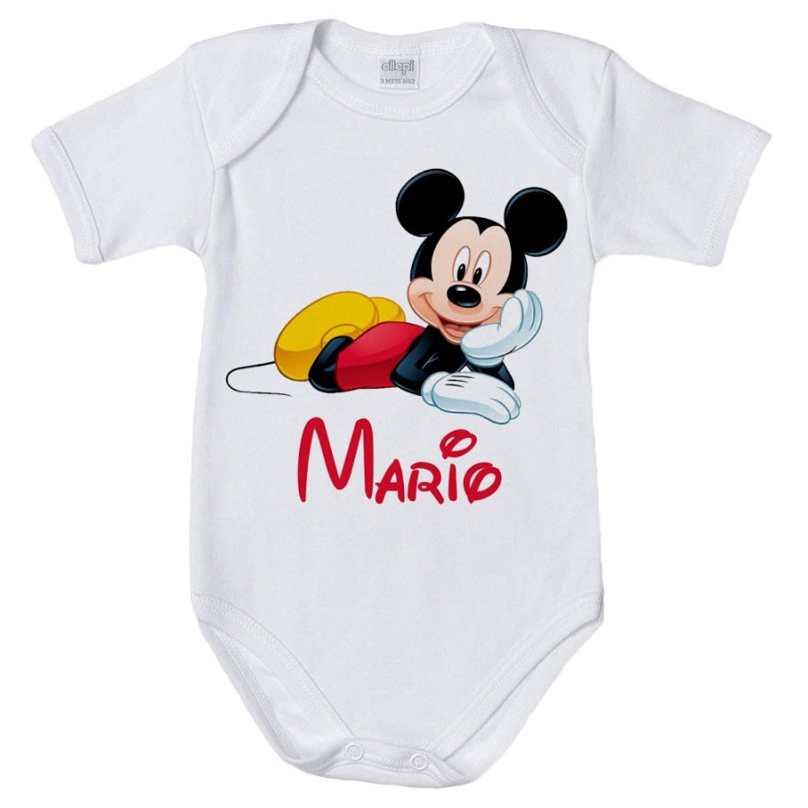 Body neonato personalizzato con nome mouse Cartoon