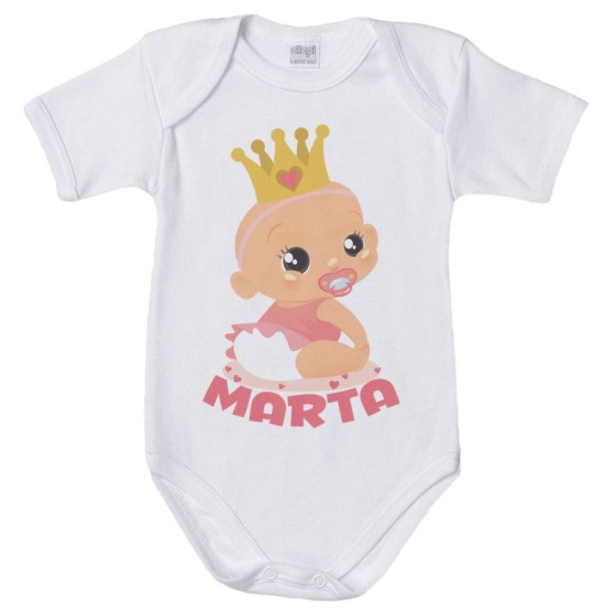 Body neonato personalizzato con nome bambino bambina con corona Divertenti