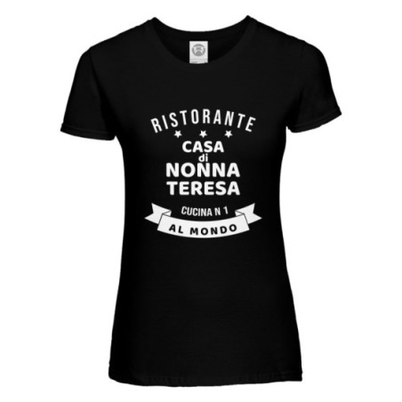 T-shirt donna personalizzata con nome ristorante casa di nonna n 1 al mondo Per i nonni