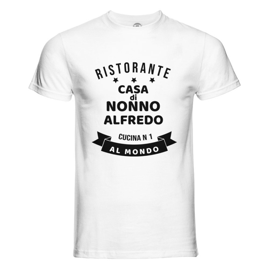 T-shirt uomo personalizzata con nome ristorante casa di nonno n 1 al mondo Per i nonni