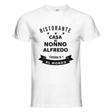T-shirt uomo personalizzata con nome ristorante casa di nonno n 1 al mondo Per i nonni