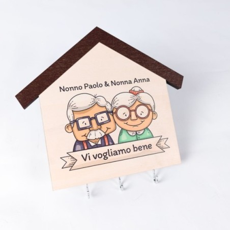 Appendichiavi da parete in legno personalizzato con nome nonni vi vogliamo bene Per i nonni