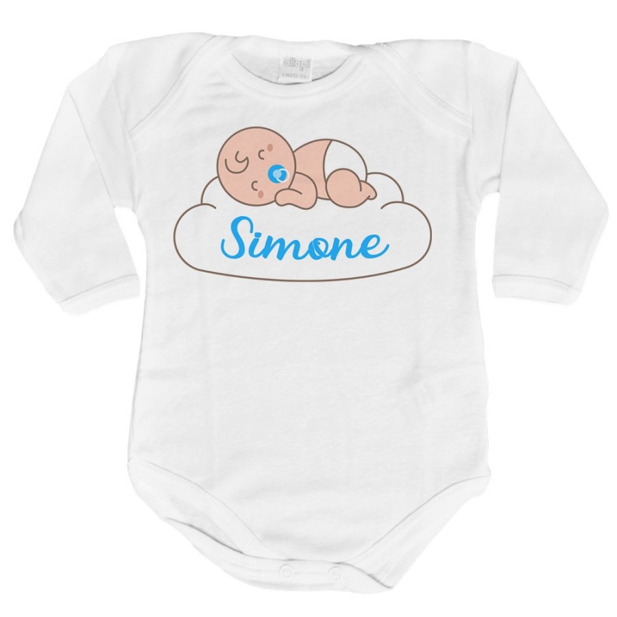 Body neonato personalizzato con nome bimbo che dorme sulla nuvola Divertenti