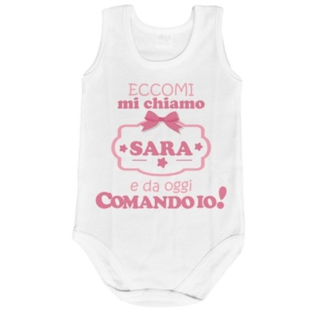 Body neonato personalizzato con nome da oggi comando io