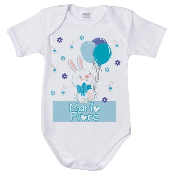 Body neonato personalizzato con nome coniglietto con palloncini colorati Divertenti