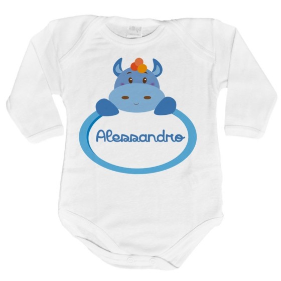 Body neonato personalizzato con nome ippopotamo Divertenti
