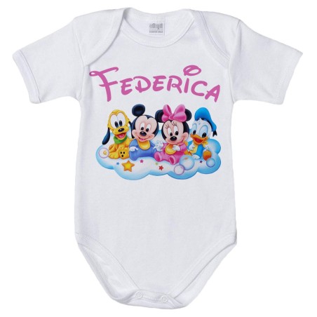 Body neonato personalizzato con nome baby disney family