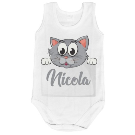 Body neonato personalizzato con nome baby gattino