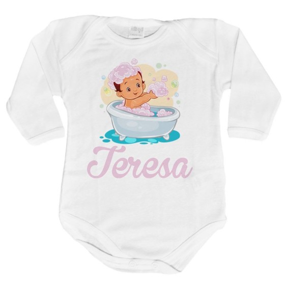 Body neonata personalizzato con nome bimba nella vasca Divertenti