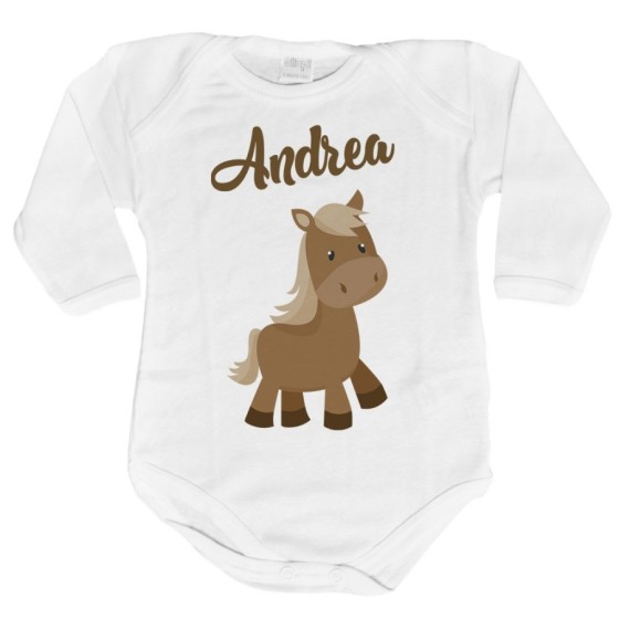 Body neonato personalizzato con nome baby pony Divertenti